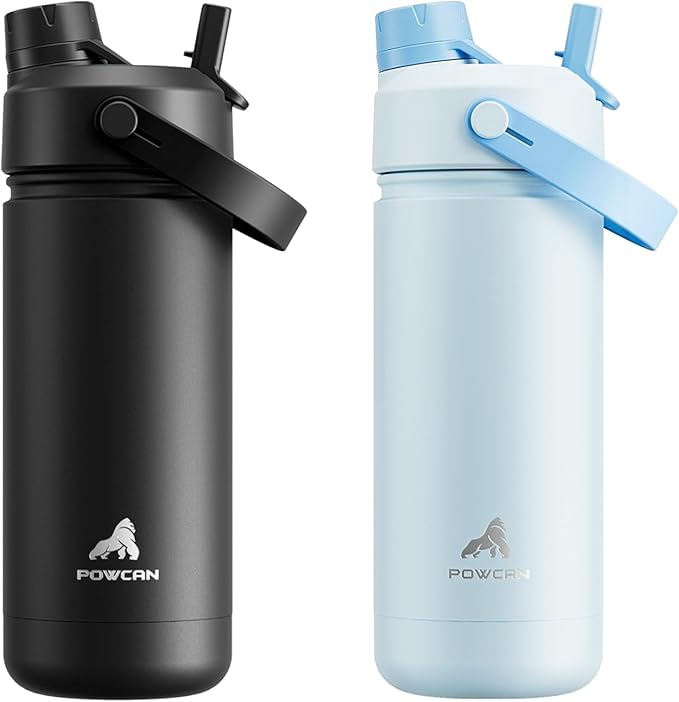 POWCAN 2 Pack 18 oz Insulated Water Bottle by POWCAN