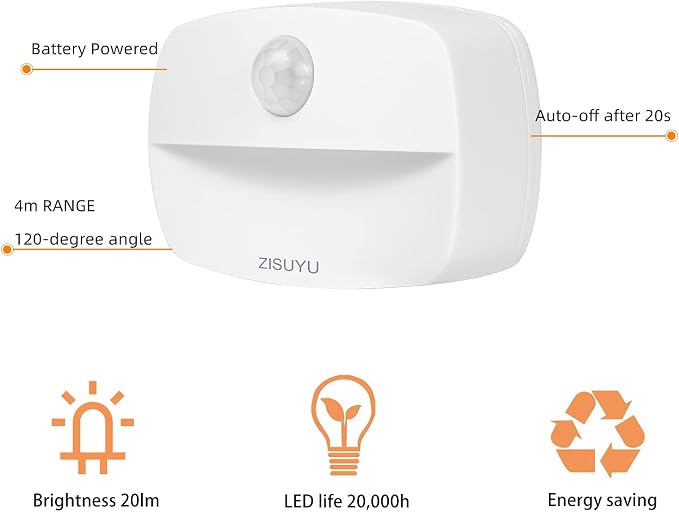 ZISUYU Motion Sensor Light Indoor Led Night Light Stick on Nightlight Battery - Image 4