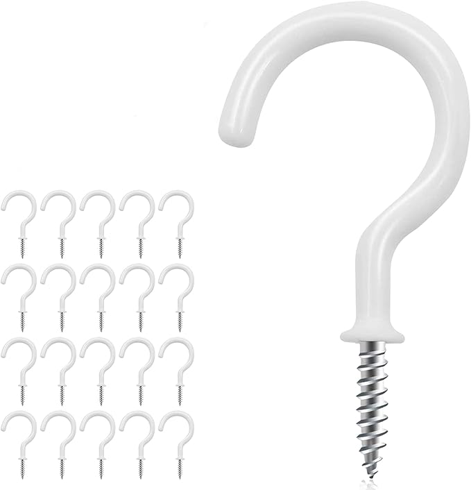 25 Pack Cup Screw Hooks, 2 inch Vinyl Coated Ceiling Screw in Hooks Plant by DRTDERUITAI