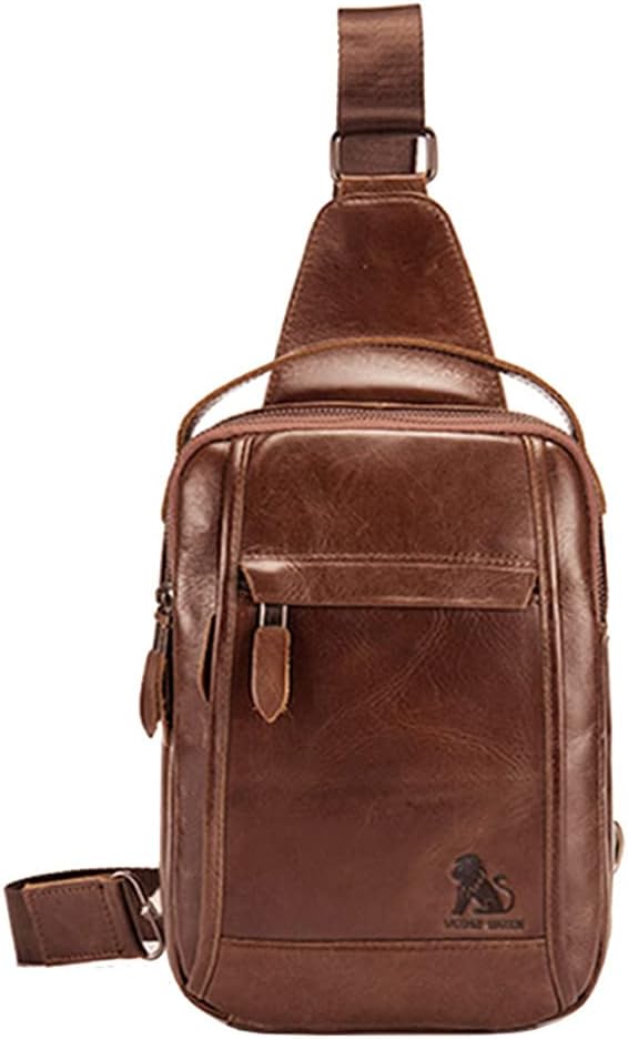 Leather Sling Bag Backpack for Men Women Outdoor Travel Hiking Business - Image 4