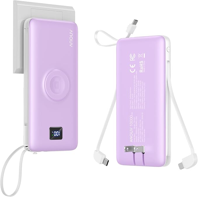Portable Charger Built-in Cables, AC Wall Plug and Magnetic Wireless iWatch by ANOUV