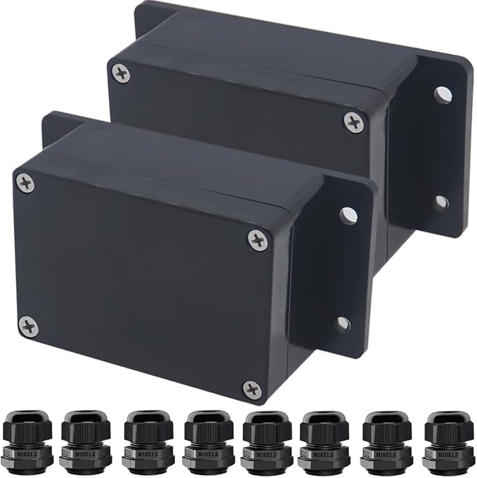 2pcs Project Box ABS Black Electrical Boxes IP65 Outdoor Waterproof Box by Raculety