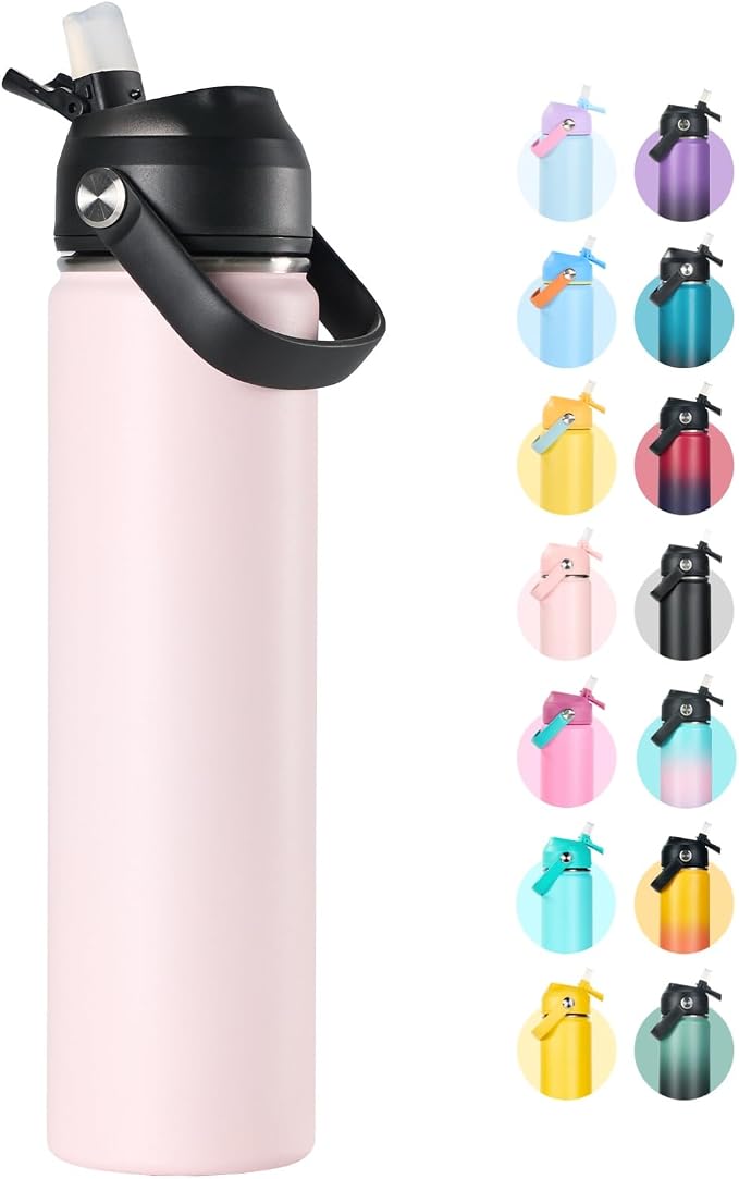 Fijinhom 24oz Insulated Stainless Steel Water Bottle, Wide Mouth Double Wall by Fijinhom