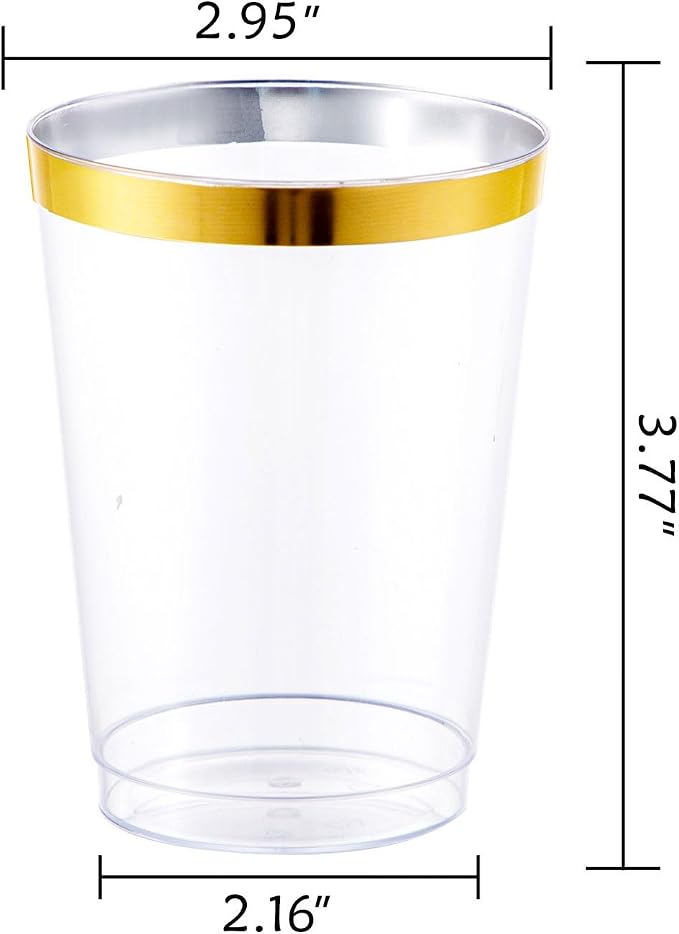 I00000 100PCS Gold Plastic Cups, 10 oz Clear Plastic Cups - Image 2