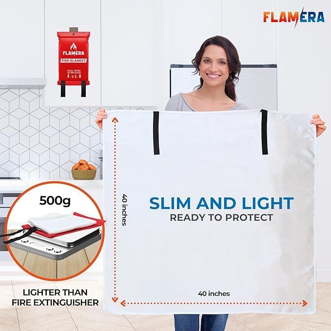 Emergency Fire Blanket for Home and Kitchen | 40"x40" Fireproof and Fire - Image 2