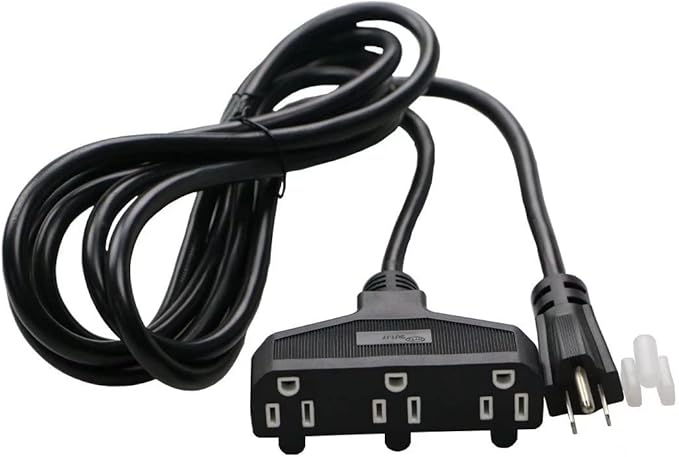 3 Outlet Extension Power Cord 105℃ Temperature Resistant Waterproof Cable 14AWG by Retafe