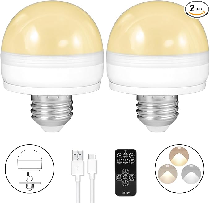 BLUEYE Rechargeable Light Bulbs, Remote Control, Soft Warm 2700K-6000K by BluEye