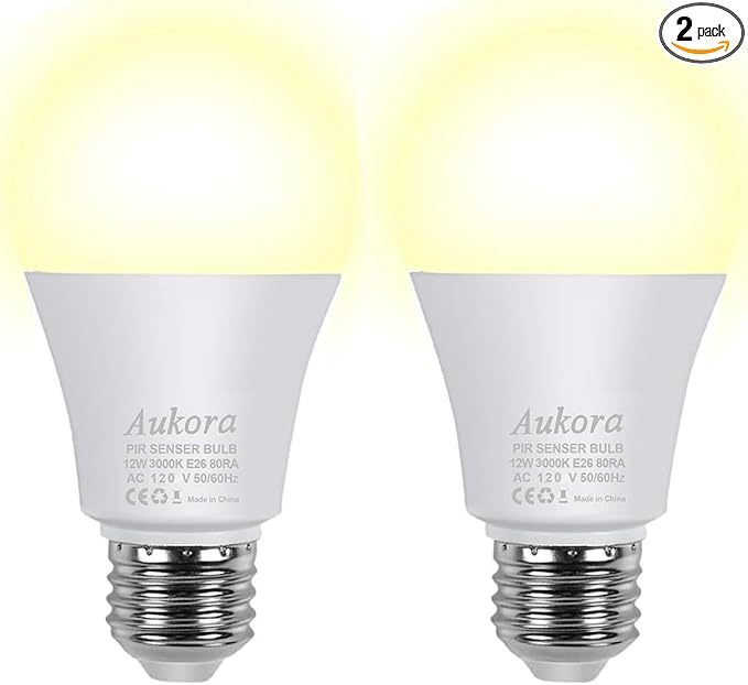 Motion Sensor Light Bulbs, Aukora 12W E26 Motion Activated Dusk to Dawn by AUKORA