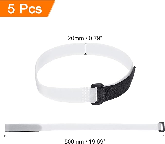 MECCANIXITY 5Pcs Reusable Battery Tie Down Straps, 0.8x20" White Nylon - Image 2
