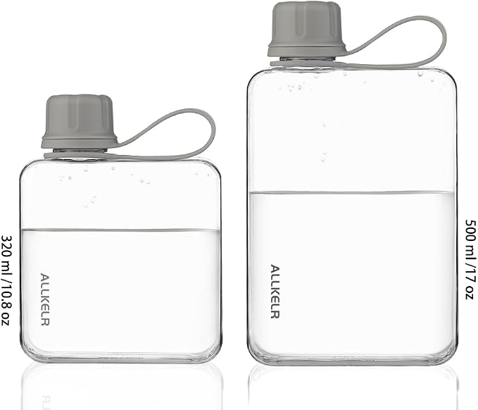 Portable Flat Water Bottle, BPA Free Reusable Tritan Plastic Travel Water - Image 4