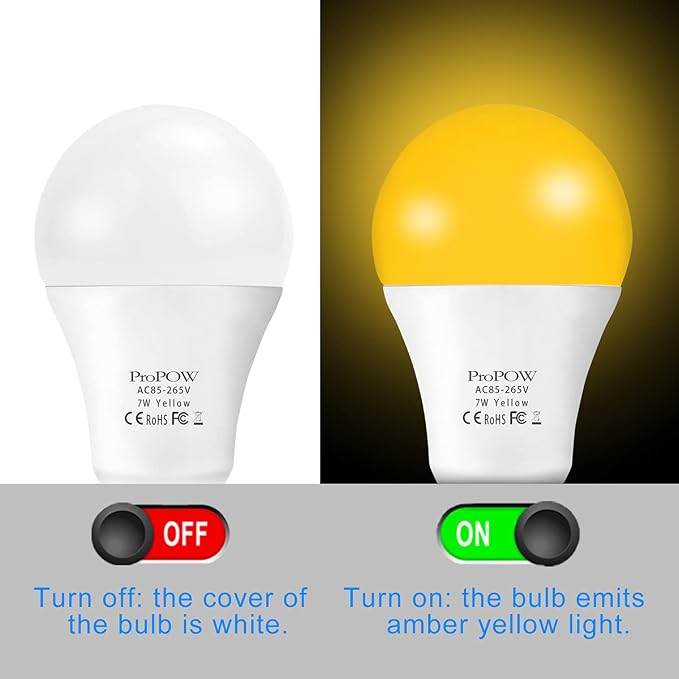 Yellow Bug Light Bulbs, Dusk to Dawn, 7W LED, 40W Equivalent, Smart Auto on/Off - Image 2