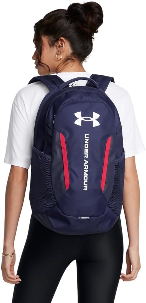 Under Armour Unisex-Adult Hustle 6.0 Backpack, Midnight Navy/Midnight Navy/White - Image 6