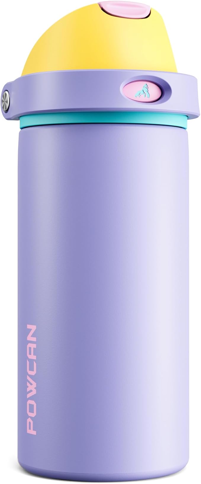 POWCAN 18 oz Insulated Water Bottle: 2-in-1 Push-Button Spout & Quick-Flip Straw by POWCAN