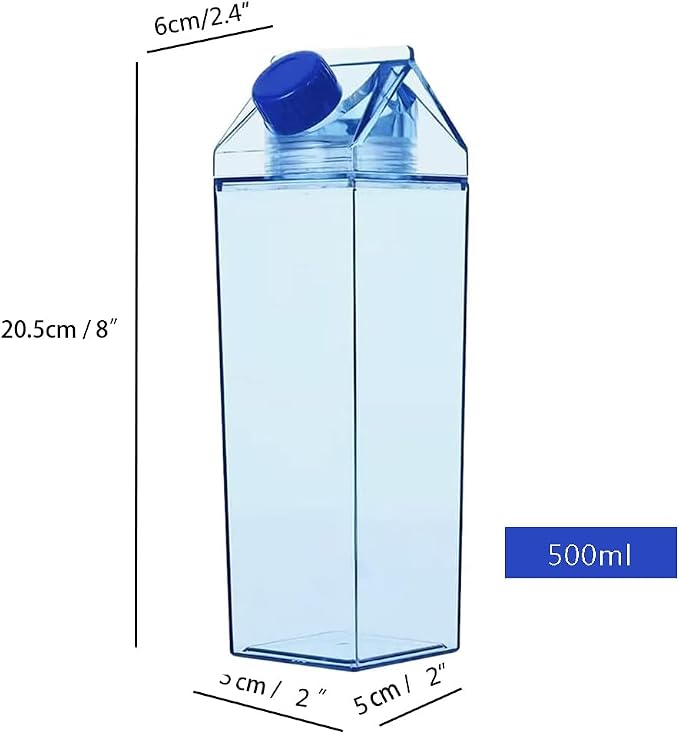 Jinberry 500ml/17Oz Cute Leakproof Milk Carton Water Bottle Portable Drinkware - Image 2