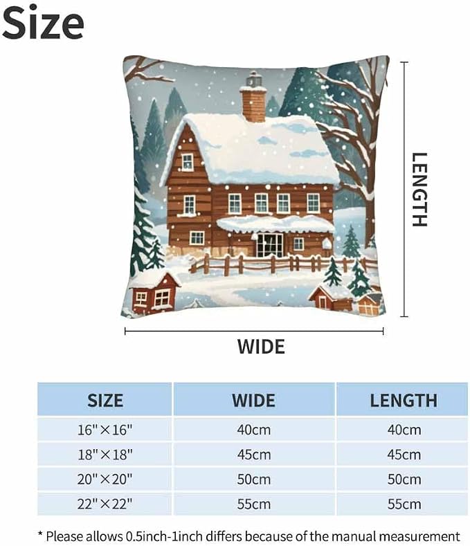 Farmhouse Throw Pillow Covers 18x18 Winter Snow Tree Set of 2 Pillow Cases - Image 6