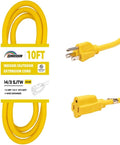 Indoor/Outdoor Extension Cord, 14 Gauge 10FT Yellow 3 Prong Heavy Duty by HONDERSON