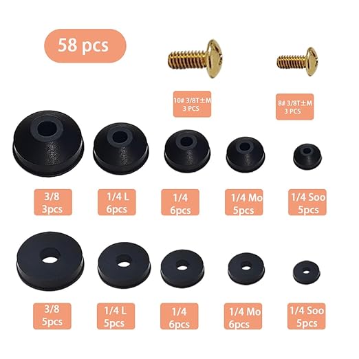 58 PCS Faucet Washers Assortment Kit, Flat & Beveled Rubber Faucet Washers - Image 3