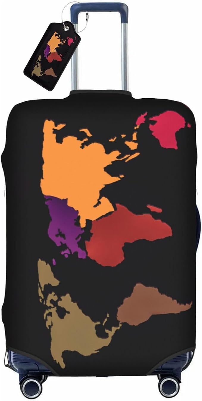 World Map Luggage Cover for Suitcase and Luggage Tag Combination, Elastic - Image 3
