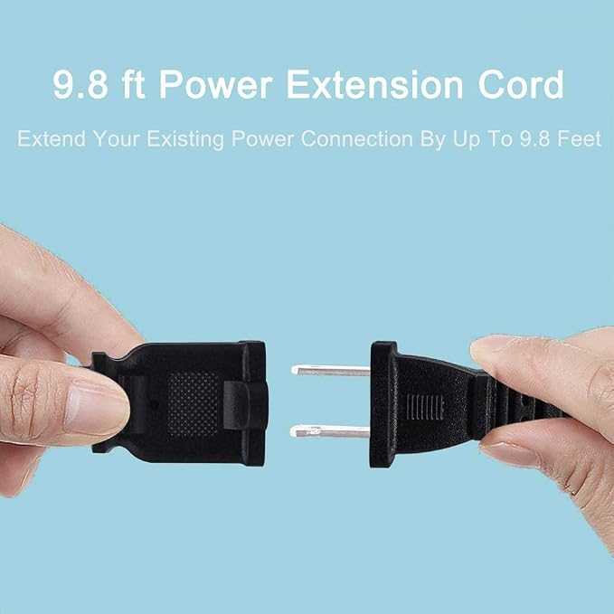 Black Extension Cord 10 Ft, 2 Prong Extension Cords US Flat and Thin - Image 5