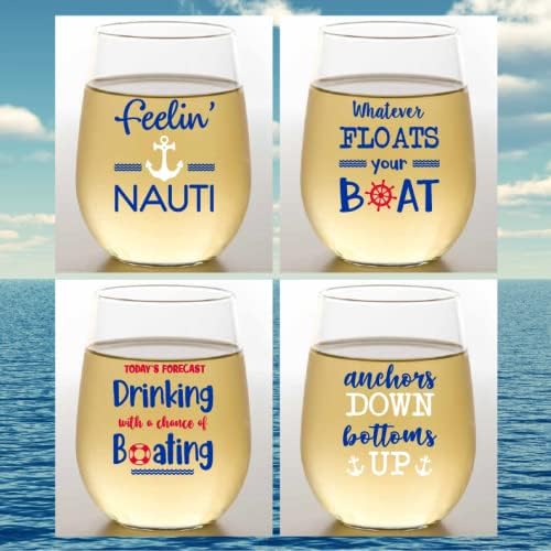 Set of 4 Shatterproof Designer 16 oz Plastic Wine Glasses MADE in the USA - Image 5