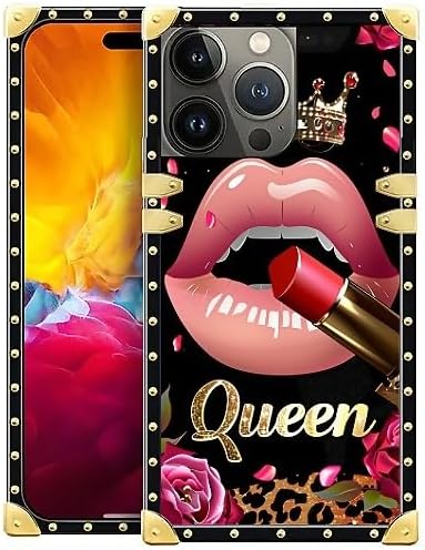 Compatible with iPhone 15 Pro Max Case, Glitter Red Rose Queen Leopard Lipstick by Unknown