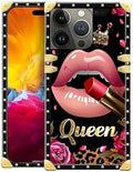 Compatible with iPhone 15 Pro Max Case, Glitter Red Rose Queen Leopard Lipstick by Unknown