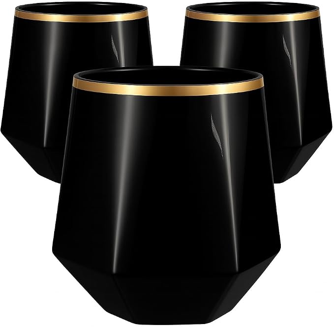 Oojami 40 Pack Diamond-Shaped Disposable Plastic Wine Glasses, 12 oz Stemless by Oojami