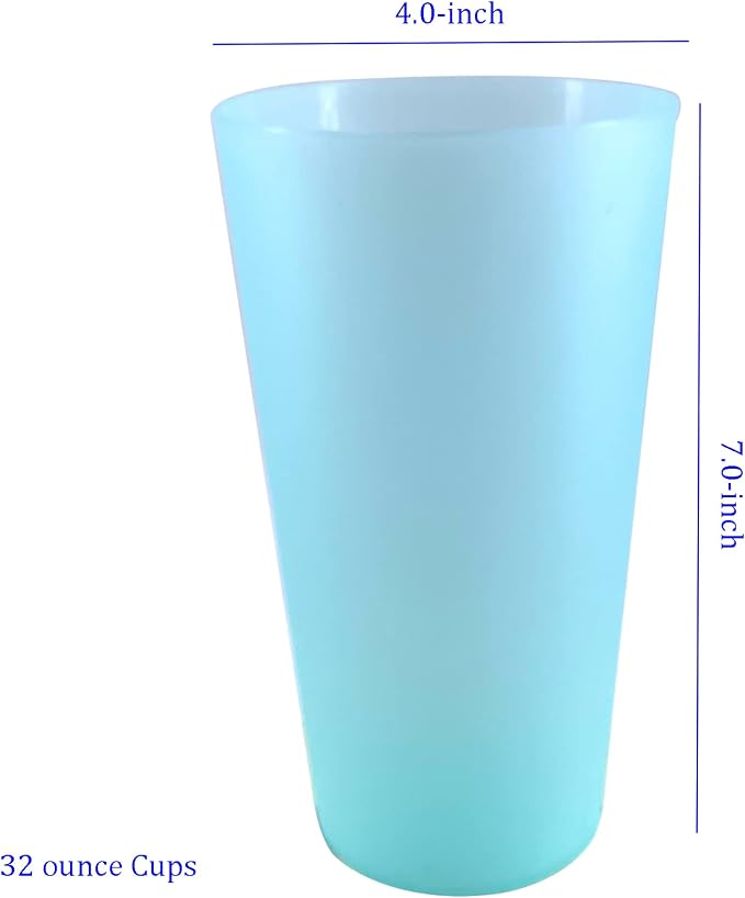 AOYITE Large Plastic Cups Reusable - 32 oz Big Drinking Cups set of 8 - BPA - Image 7