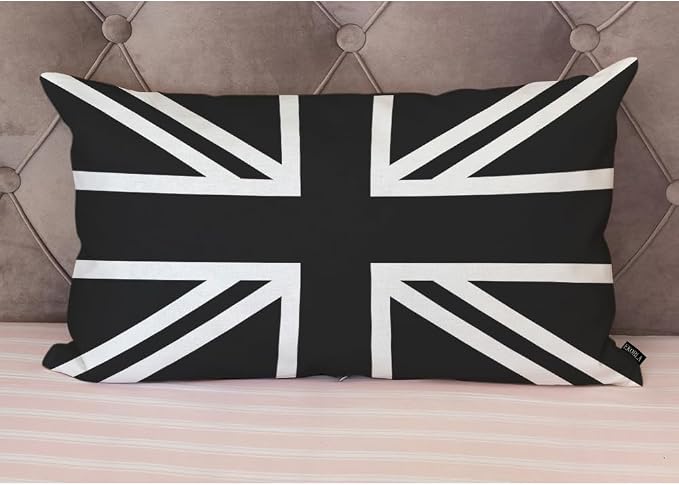 EKOBLA UK Flag Pillow Cases Union Jack Black White United Kingdom National - Image 4