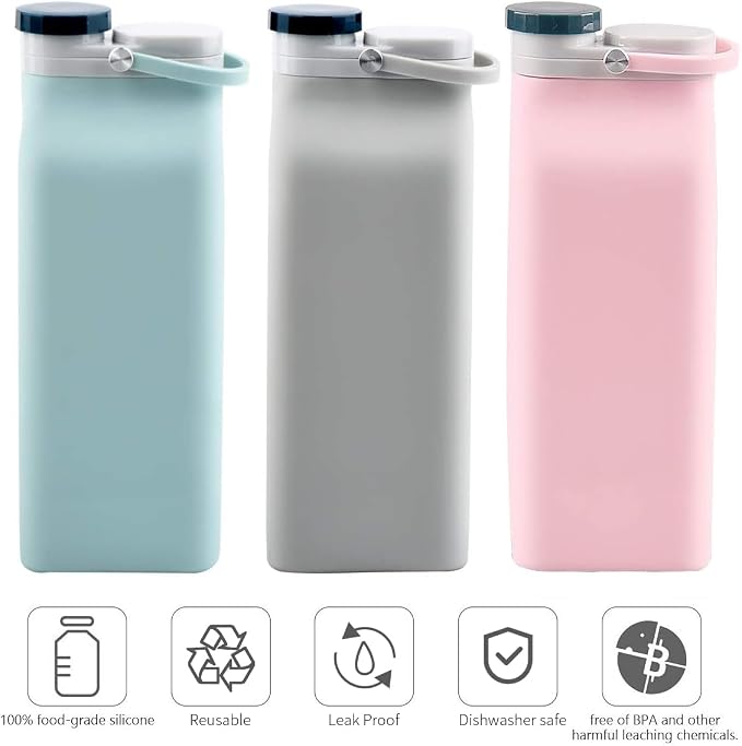 E-Senior Collapsible Water Bottle BPA Free - 20 oz Foldable Water Bottle - Image 3