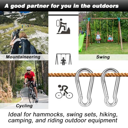 200 PCS 2'' Spring Snap Hook Carabiner, M5 3/16 Inch Galvanized Silver Steel - Image 6