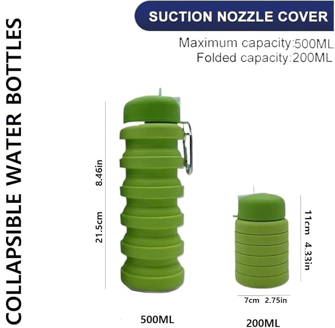 Collapsible Water Bottles 3 Pack 16oz, Travel Portable Sport Water Bottle - Image 2