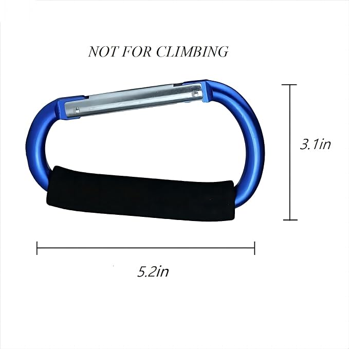 3PCS Stroller Hooks, 5.2'' Large Carabiner Clip - Image 3