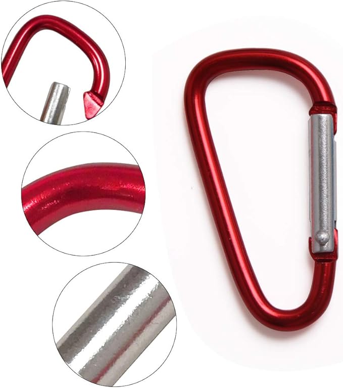Carabiner Clips, Upins Aluminum Locking Spring Hook Keychain D Shape Heavy Duty - Image 3