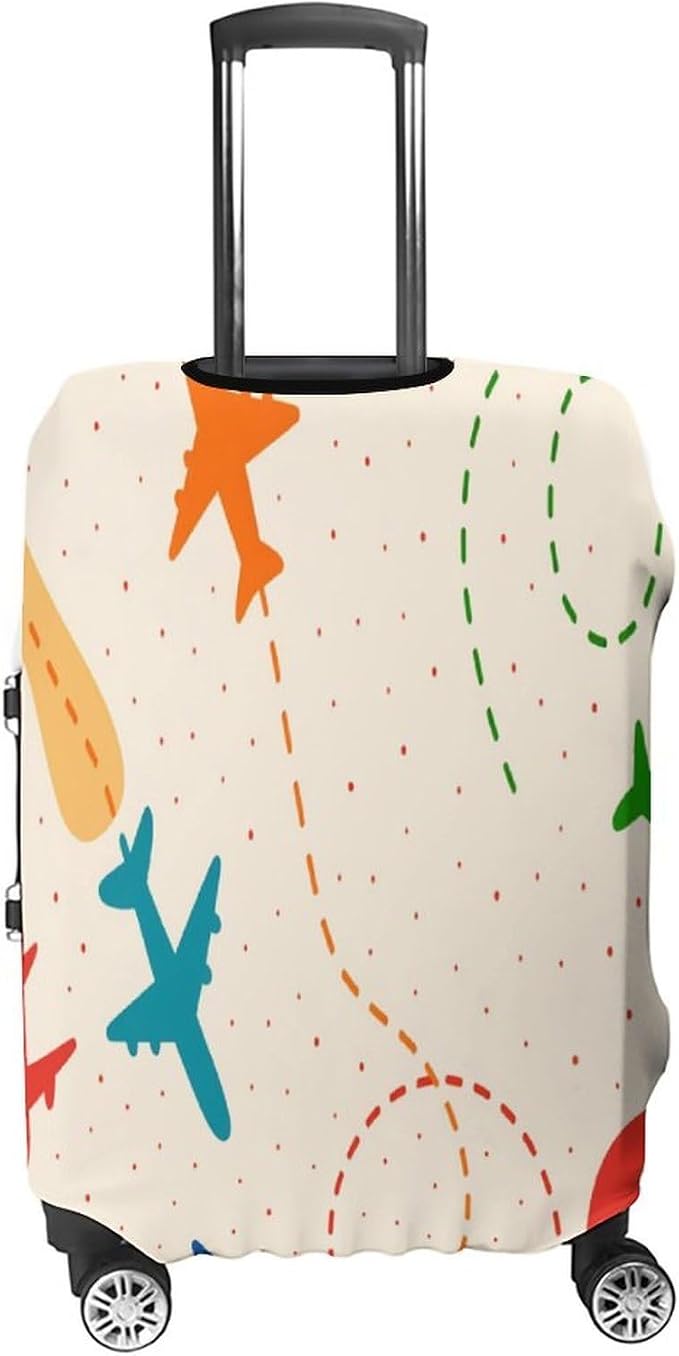 Colorful Airplane Stretch Luggage Cover, Washable Suitcase Protector Fits - Image 4