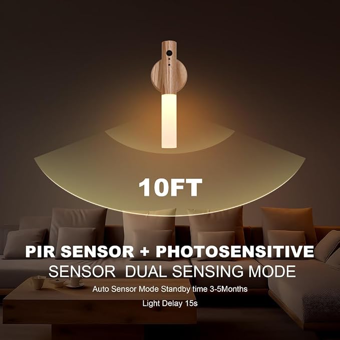 LANDGOO Motion Sensor Night Light RGB & Touch Control | USB-C Rechargeable Ash - Image 5