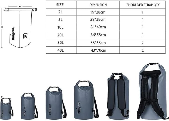 Unigear Dry Bag Waterproof, 2L/5L/10L/20L/30L/40L Floating and Lightweight Bags - Image 3