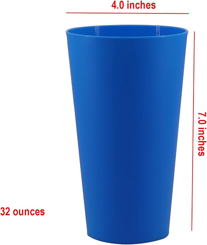 AOYITE 32 ounce Reusable Plastic Tumblers Set, BPA-Free and Dishwasher Safe - Image 5