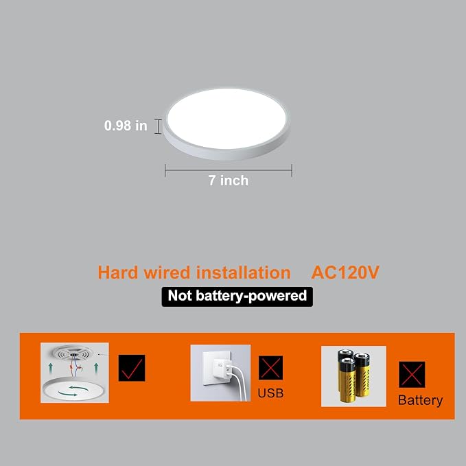 7 INCH Motion Activated Closet Light, Flush Mount Light Fixture, Motion Sensor - Image 3