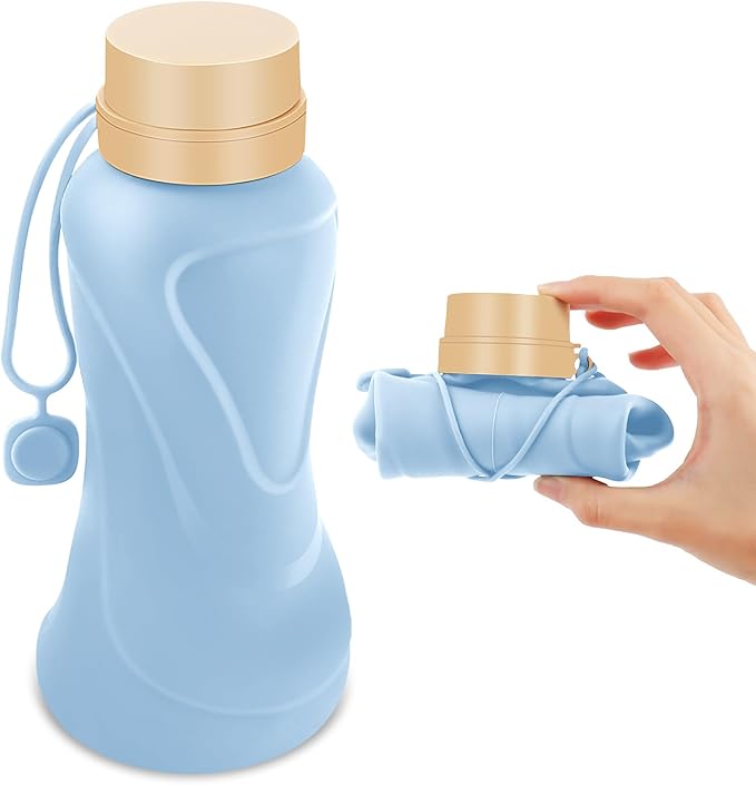 Collapsible Water Bottles, Leak Proof, Reuseable BPA Free Silicone Foldable by HighQualityBetterLife
