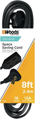 Woods 2243 16/3 Flat Indoor Extension Cord, 3 Grounded Outlets, Right Angled by Woods