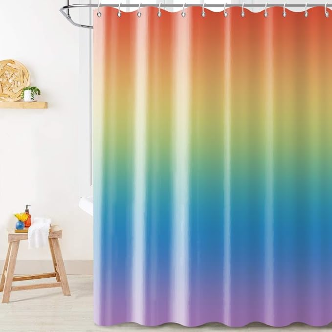 Rainbow Shower Curtain, Children Colorful Rainbow Kid Girls Cute Bathroom by Caheansi