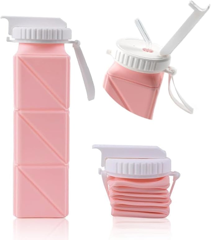 EOBTAIN Pink Travel Collapsible Water Bottle by EOBTAIN