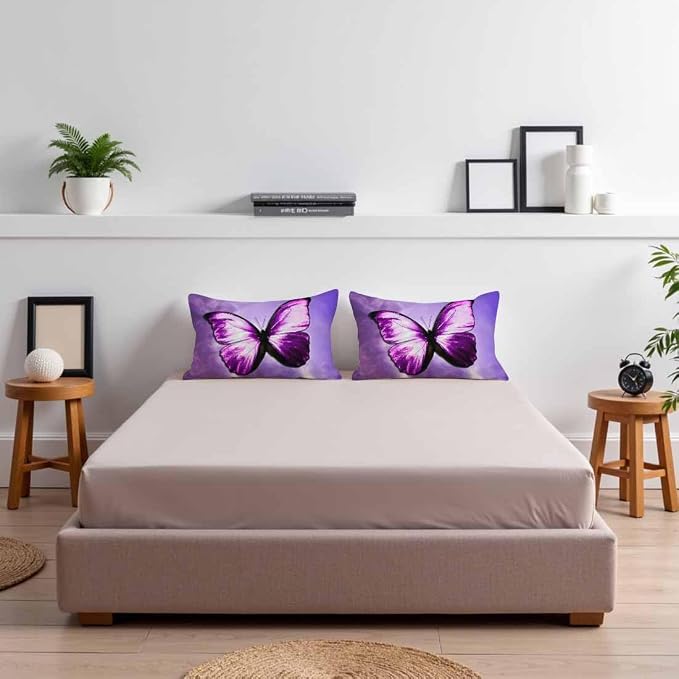 Purple Butterfly Couch Pillow Covers 12 X 20 Vibrant Magical Nature Insect Set - Image 7