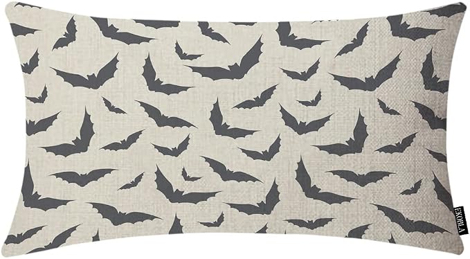 EKOBLA Evil Bats Pattern Rectangle Pillow Cases Halloween Pattern Bats Gothic by EKOBLA