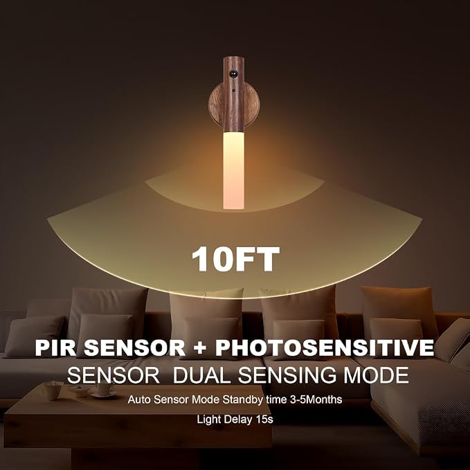 LANDGOO 2 Pack Walnut Night Lights - Image 2