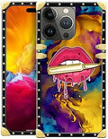 Compatible with iPhone 15 Pro Max Case, Cool Corlorful Lip Marble Luxury Golden by Unknown