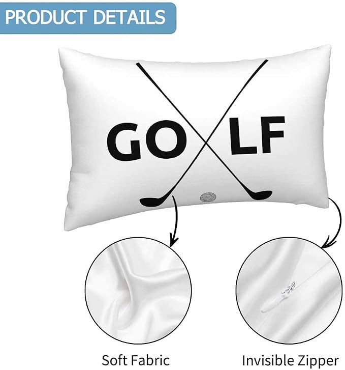 Black Golf Clubs Pillow Covers 12 X 20 Sports Themed Decor Symbol Golf Set of 2 - Image 3