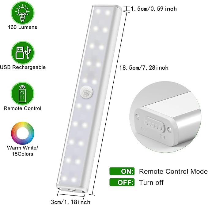 Diomart 48 LED Under Cabinet Lighting Wireless, 15 Colors Changeable - Image 4
