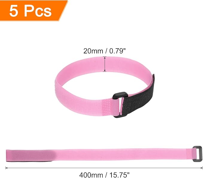 MECCANIXITY 5Pcs Reusable Battery Tie Down Straps, 0.8x16" Pink Nylon - Image 2